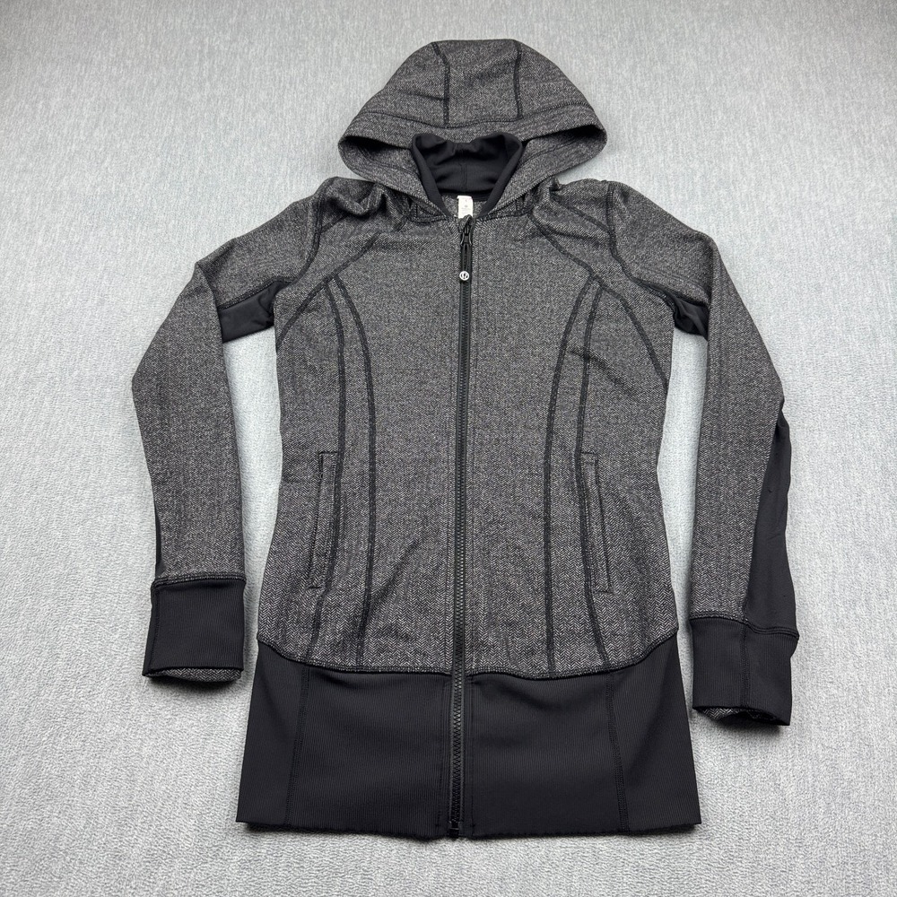 Lululemon Jacket Womens 6 Gray Daily Practice‎ Full Zip Hooded Training Gym Run